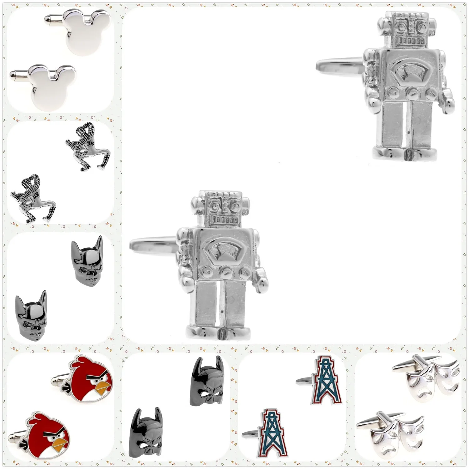 8 Styles TZG Fashion Mask Cufflinks Men Cuff Links Robot 1 Pair Manufacturer
