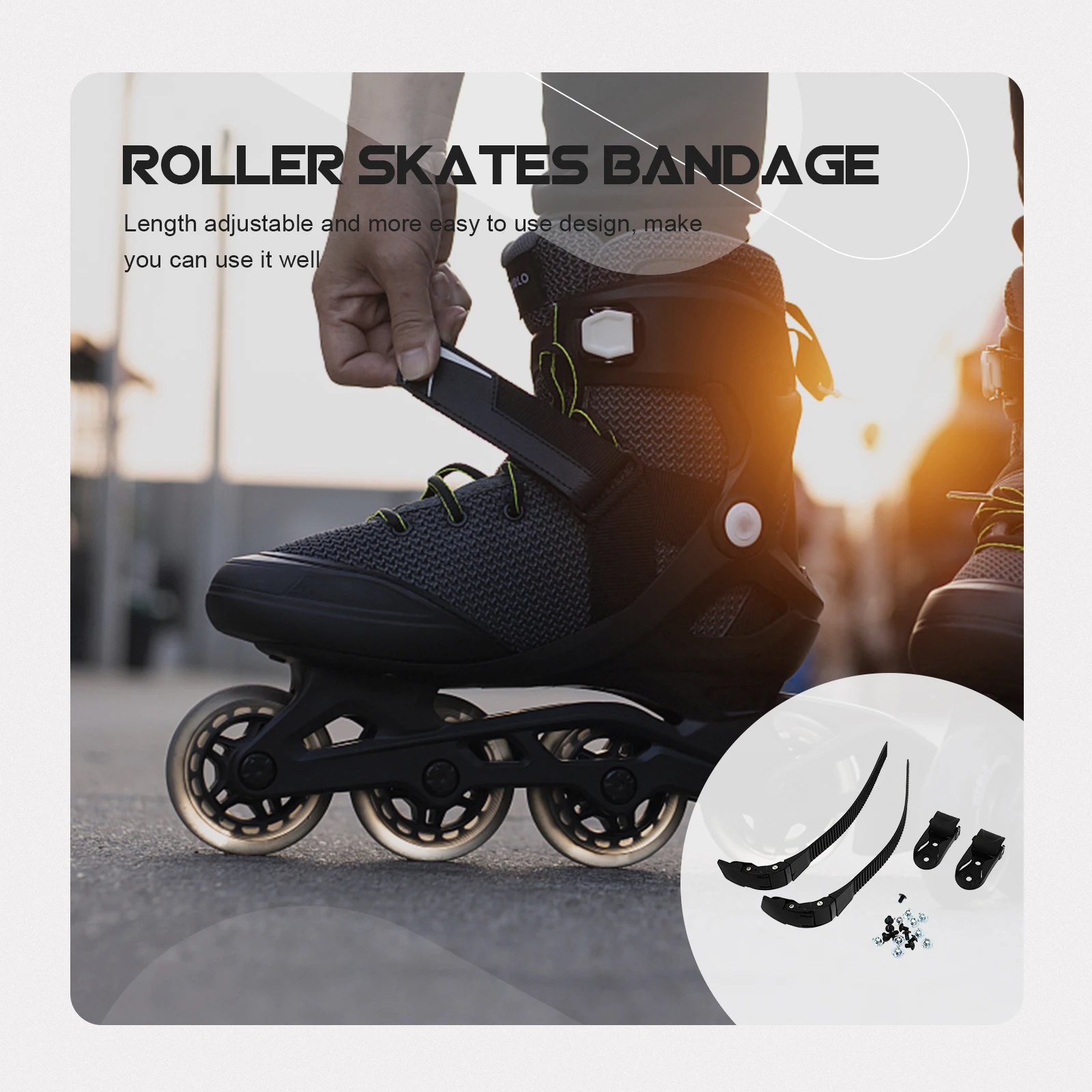 

2 Set Black Roller Skates Straps Buckle Accessories for Women Inline Skate Shoes PVC Material Adjustable Length Screws Included