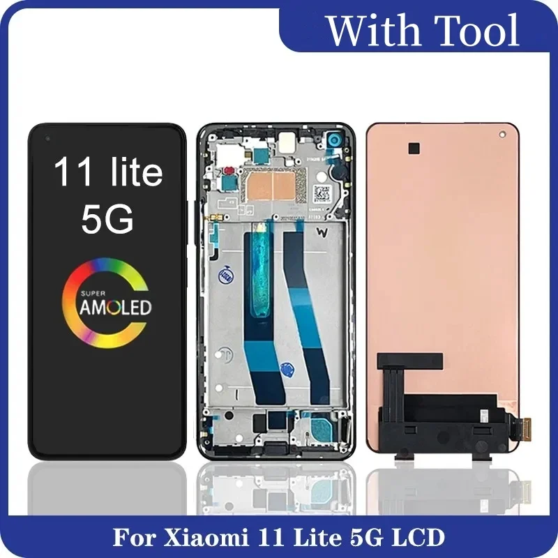 6.55''LCD AMOLED For Xiaomi Mi 11 Lite 5G M2101K9AG LCD Display Touch Screen Digitizer For Mi 11Lite LCD Screen Replacement