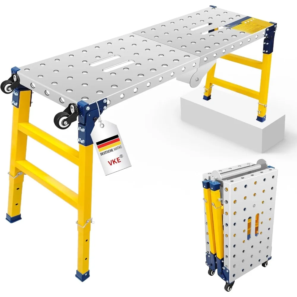 

Регулируемая складная портативная рабочая платформа — оцинкованная сталь VKE, поддержка 1000 фунтов, 47x14 дюймов, диапазон высоты 23–35 дюймов