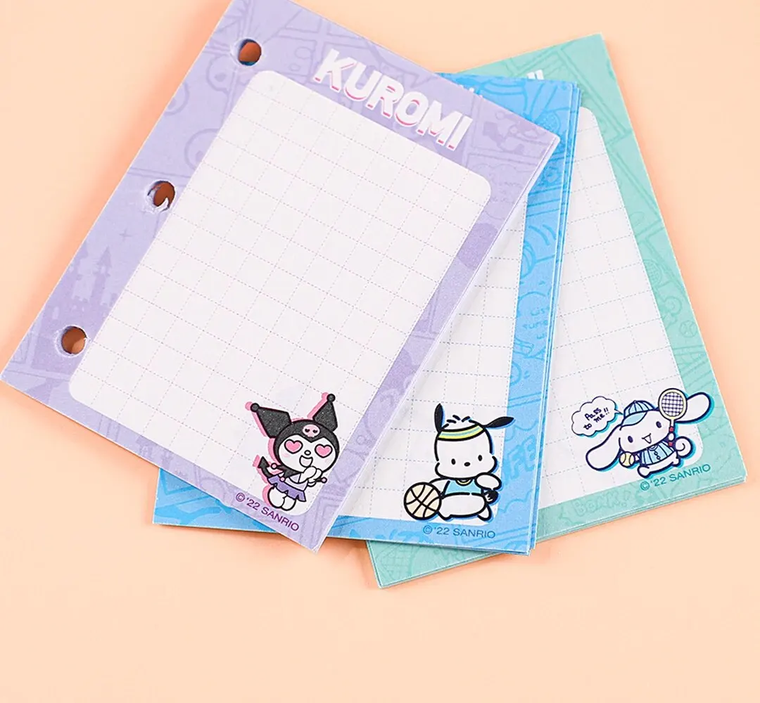 Sanrio Loose-Leaf Pocket Book 160 Sheets Portable Pocket Notebook Kuromi Cinnamoroll Hellokitty Pachacco Kawaii School Supplies