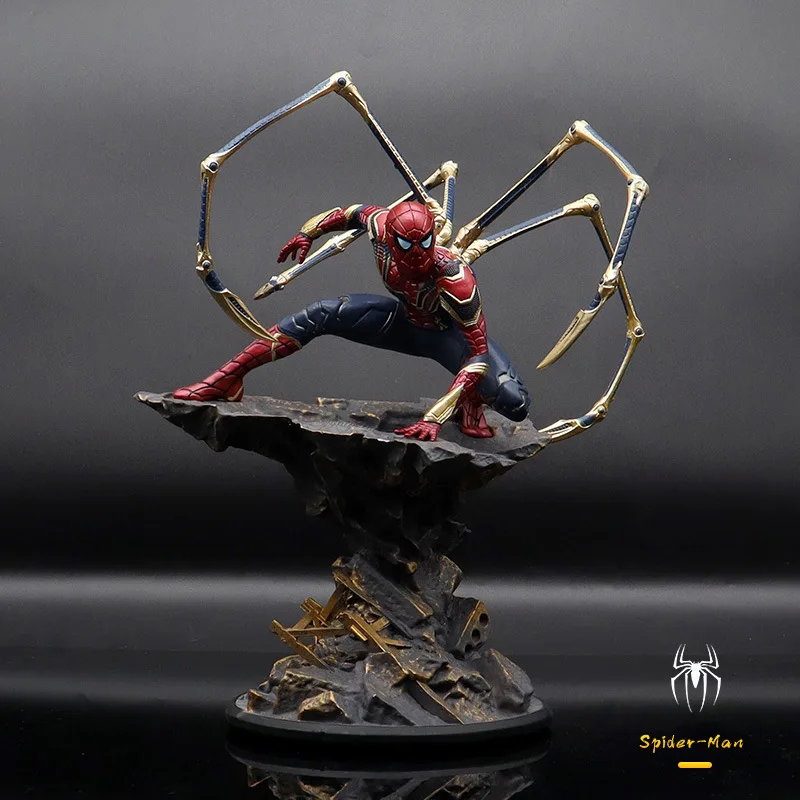 Spider Man Anime Figurine Avengers: Endgame Marvel Peripheral Steel Suit Model Desktop Ornament Collectible Birthday Gift Toy