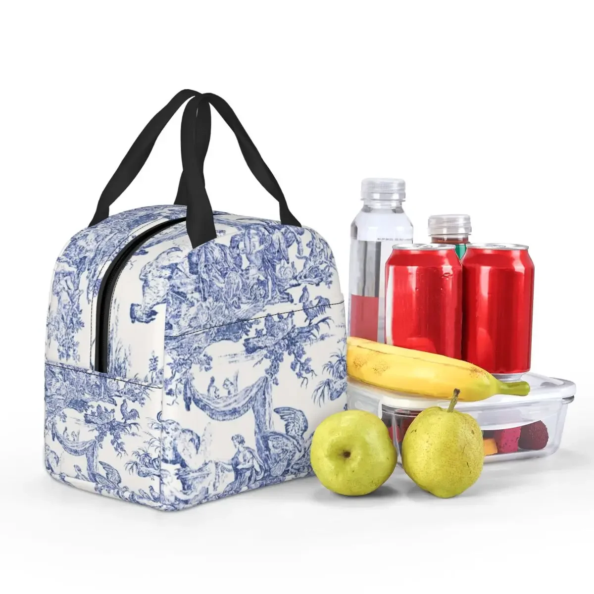 Custom Toile De Jouy Insulated Lunch Bags for Work School Waterproof Cooler Thermal Bento Box Women Kids