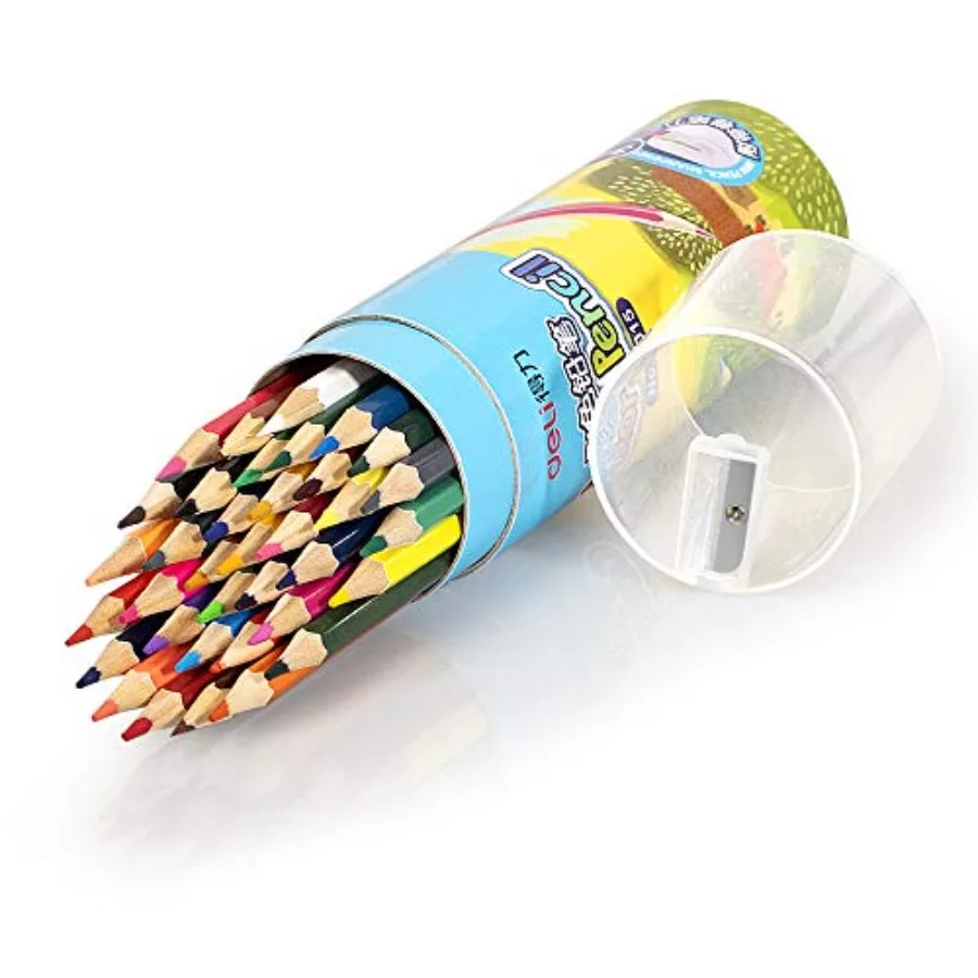 

Deli 36 Pack Colored Pencils with Built-in Sharpener in Tube Cap, Vibrant Color Presharpened Pencils for School Teachers, Soft