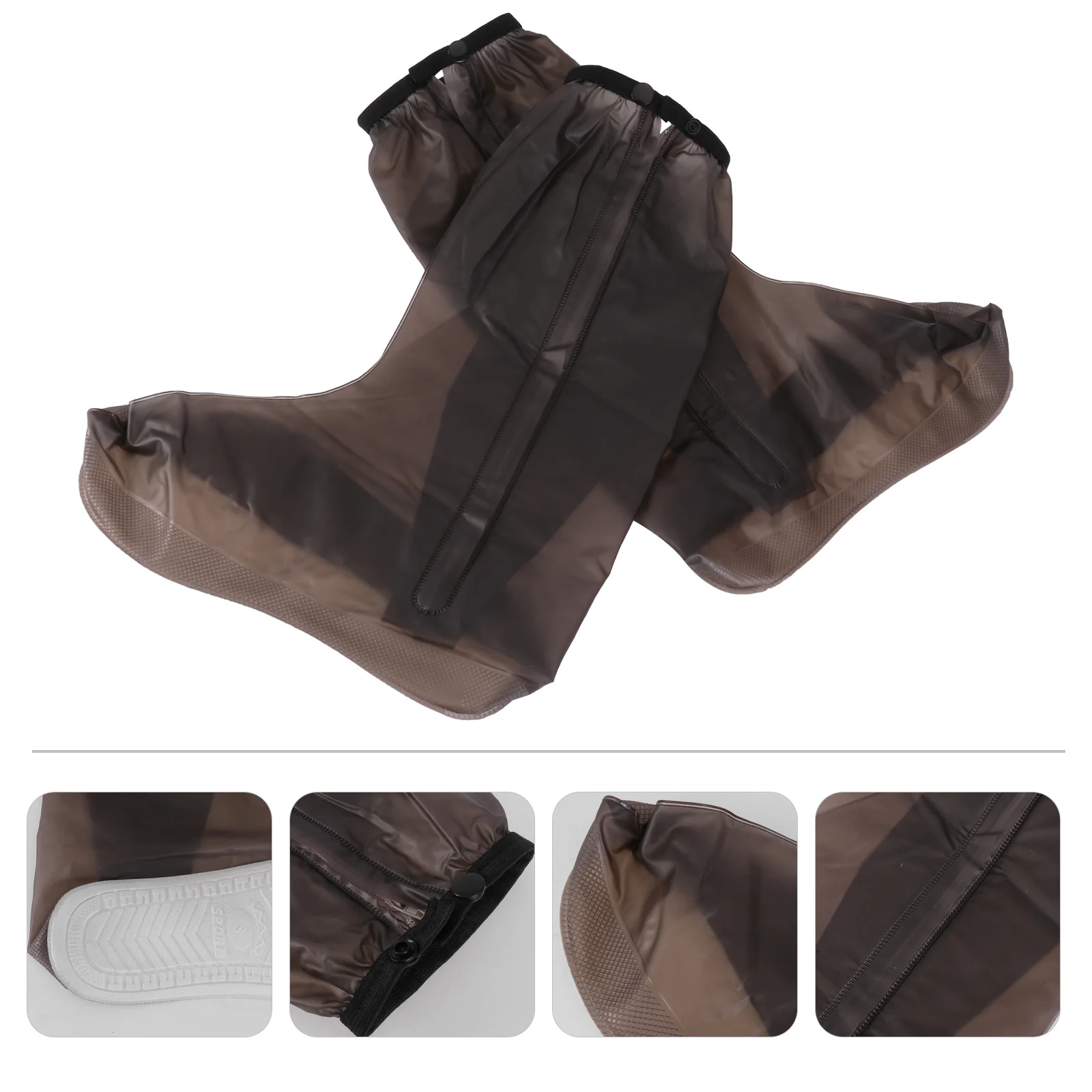 Rainproof PVC Shoe Covers High Tube Non-Slip Durable Waterproof Easy Clean Foldable Coffee Size M for Rainy Days Cycling