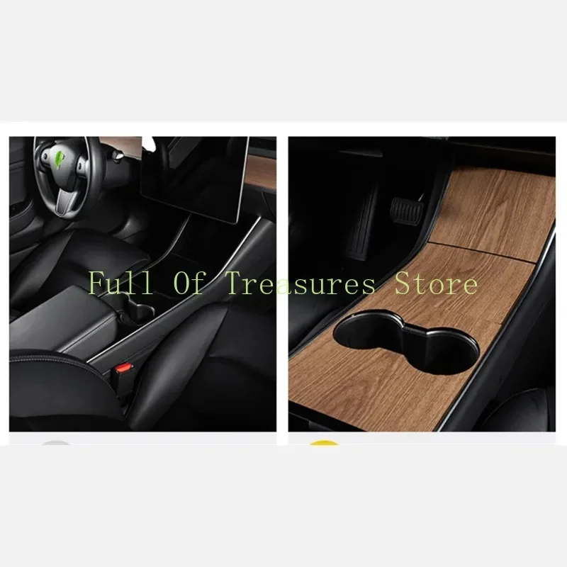 For Tesla Model 3 2017- 2020 Center Console Panel Sticker Wood Grain Film Cover for Tesla Model Y Interior Accessories