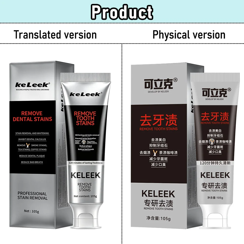 KeLeek Stain Removal Toothpaste Mint Deep Clean Teeth Whitening Fresh Breath Gum Care Oral Protection Gentle Non Irritating