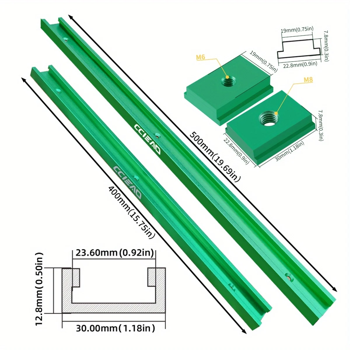 2/5pcs Aluminium T-track T-Slider T Slot Miter Track Jig - T30 T Tracks 40-50cm - Woodworking Standard Miter Gauge Guide Chute