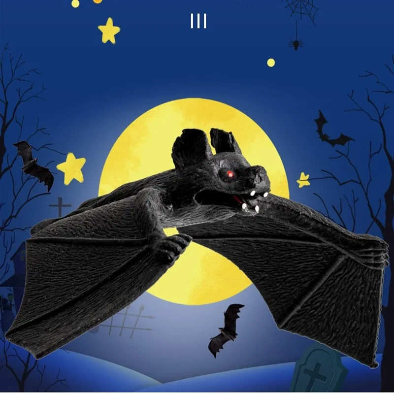 Simulation Bat TPR Soft Rubber Halloween Prank Animal Model Scary Pendant Rubber Bat Venue Decoration Props April Fool's Toys