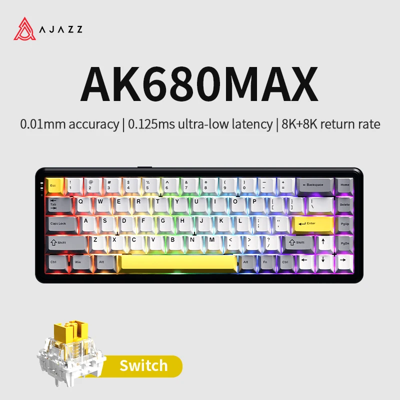 AJAZZ AK680 MAX Magnetische Schakelaar Draadloze Mechanische Toetsenbord Tri-Mode Hot-Swap 8k Gaming Bluetooth-toetsenbord 68 Toetsen PC eSports
