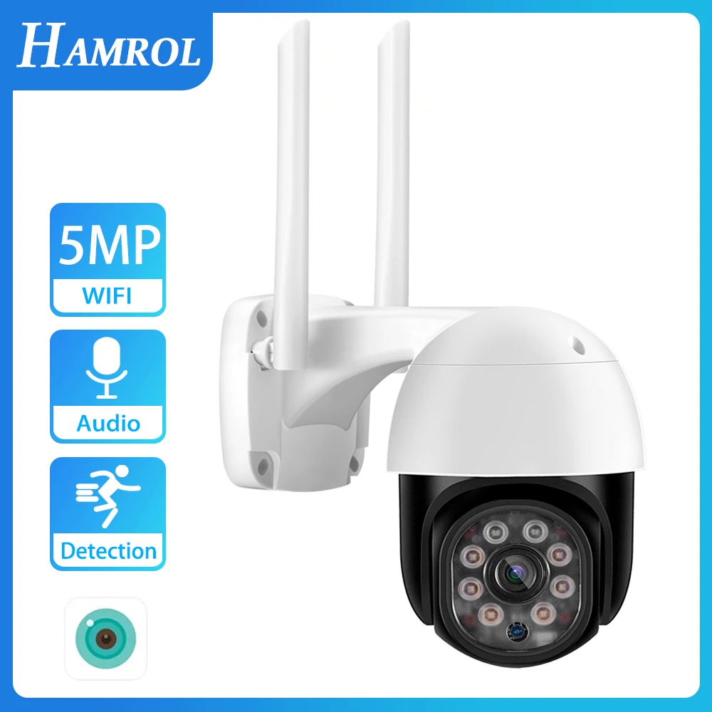 5MP PTZ Wifi Camera Video Surveillance 4xDigital Zoom AI Human Detection Dual Light Auto Tracking 1080P Wireless IP Camera ICSEE