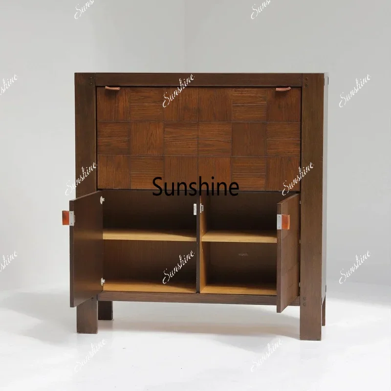 Medieval living room solid wood wine cabinet light luxury dining side cabinet storage lockerTJ
