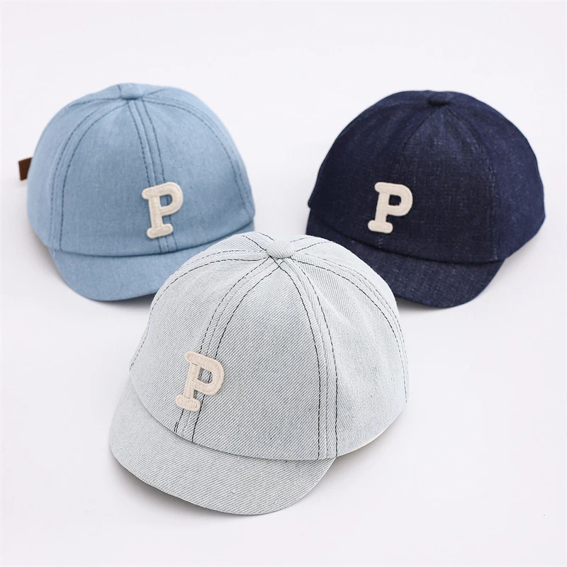 

Baby hat, spring and autumn denim baseball cap, infant short-brimmed baseball cap, Korean style versatile sun hat, trendy