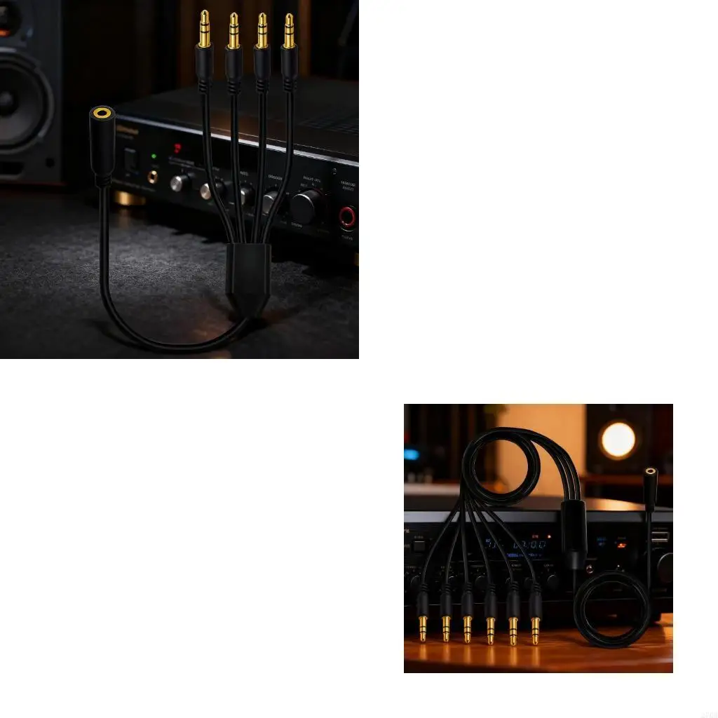 Compactly 3.5mm Stereo Audios Splitter Cable Gold Plated 3.5mm Plugs Coppers Cores for Multiple Device Connection Speakers