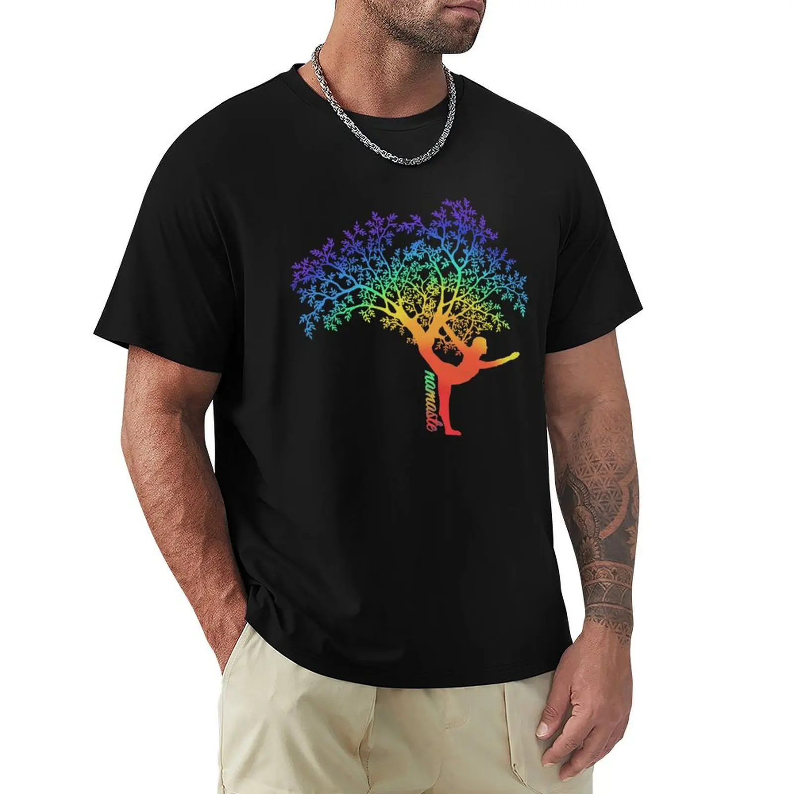 Yoga Tree - Namaste T-Shirt Simple Line Art Print Tee