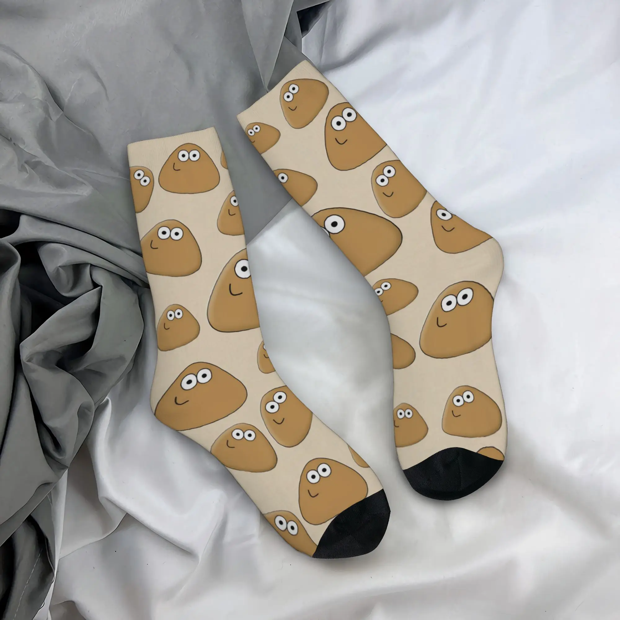 My Pet Alien Pou Socks Men Women Polyester Casual Game Cartoon Socks Harajuku Spring Summer Autumn Winter Middle Tube Socks Gift