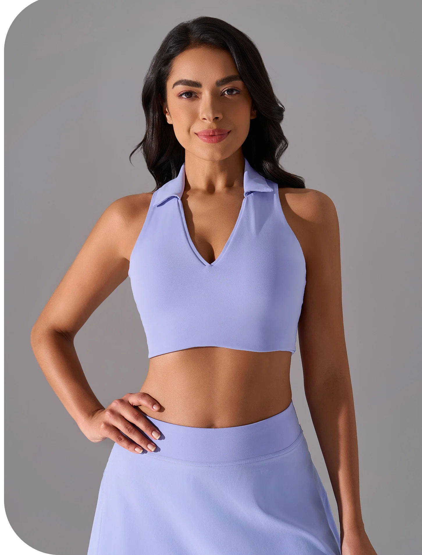 

Женский спортивный топ-бра с отложным воротником, однотонный, с глубоким V-образным вырезом, без рукавов, с защитой от ударов, сексуальный дизайн, открытая спина, для йоги и фитнеса