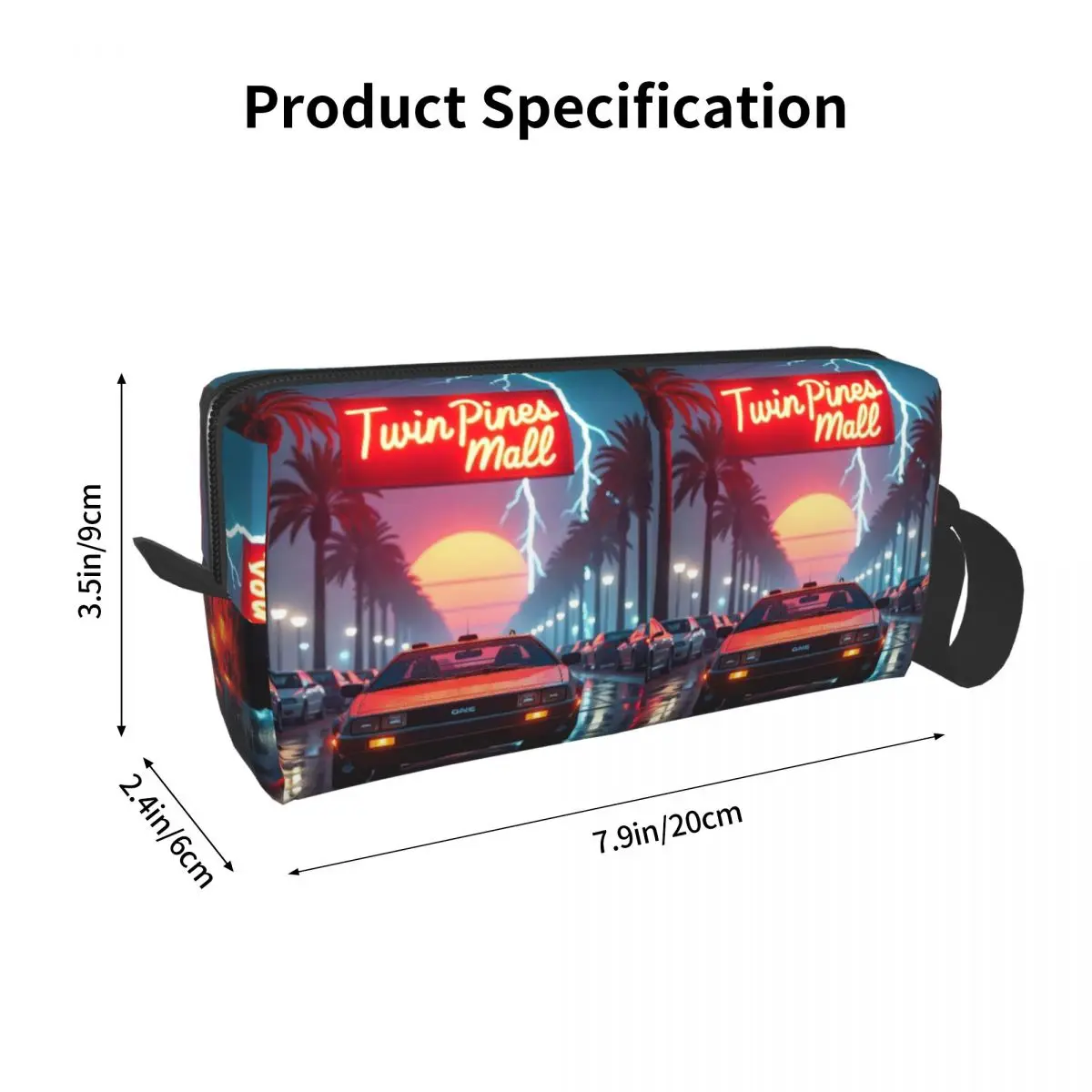 DeLorean Time Machine Back To The Future Pencil Case for Studen Pen Box Pencil Bag Stationery Supplies Women Cosmetic Bag
