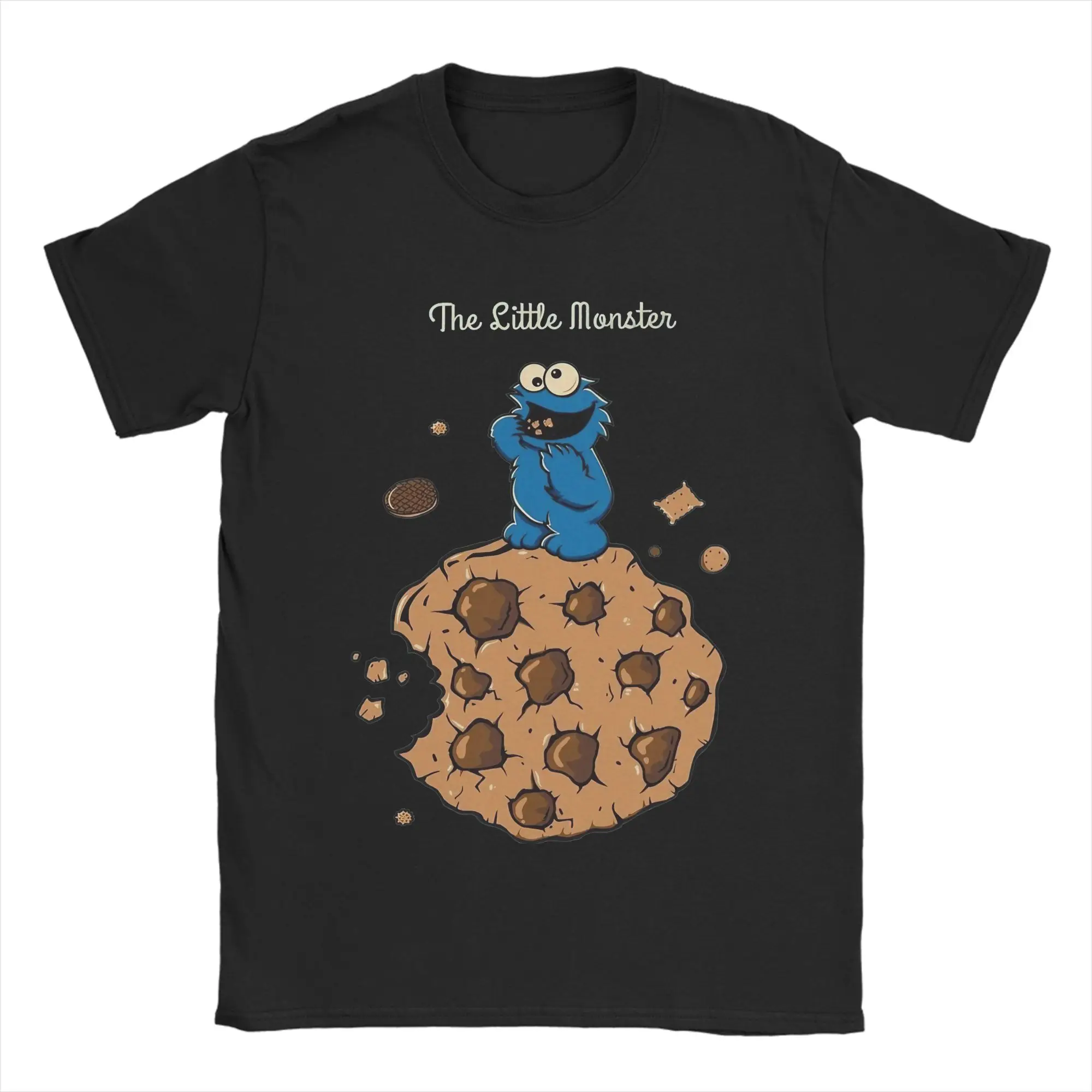 Camiseta de Hip Hop con dibujos de monstruos y galletas para hombre y mujer, camiseta de verano de manga corta 100% de algodón con cuello redondo de Sesames Streets