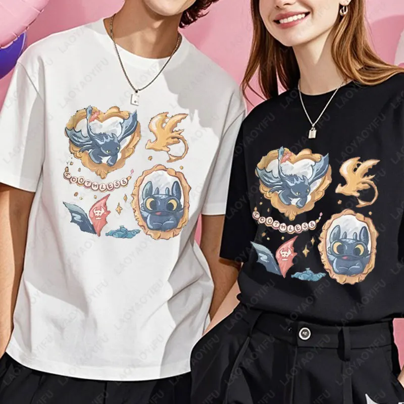 

Vintage Toothless Dragon Shirt Night Fury Tees Retro How To Train Your Dragon Cotton Tops Men Woman Casual Short-sleeve T-shirt