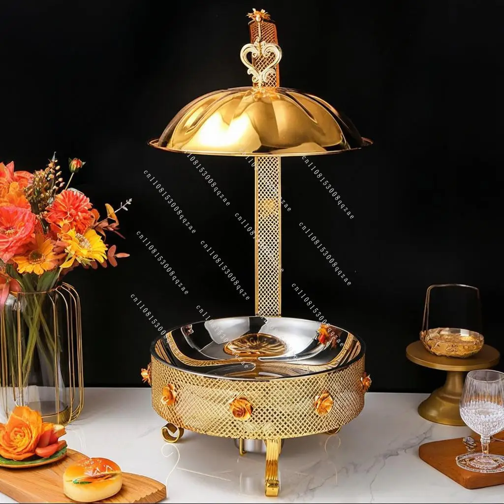 Golden Lace Hanging Cover Dining Stove Retro European High Foot Dining Stove Hotel Self-service Alcohol Heating Buffet Stove