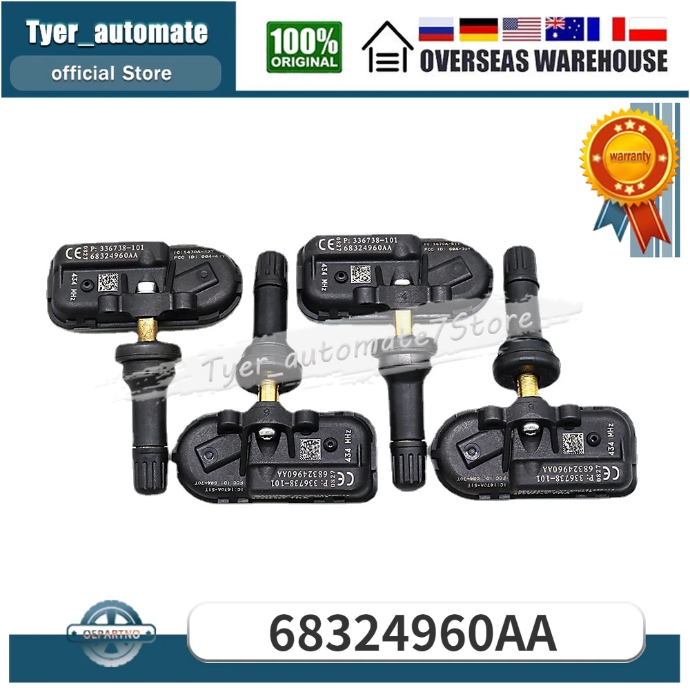 For JEEP CHEROKEE RAM 1500 1500 CLASSIC 2500 3500 Tire Pressure Monitoring System Sensor 434MHz 68324960AA 68324960AB