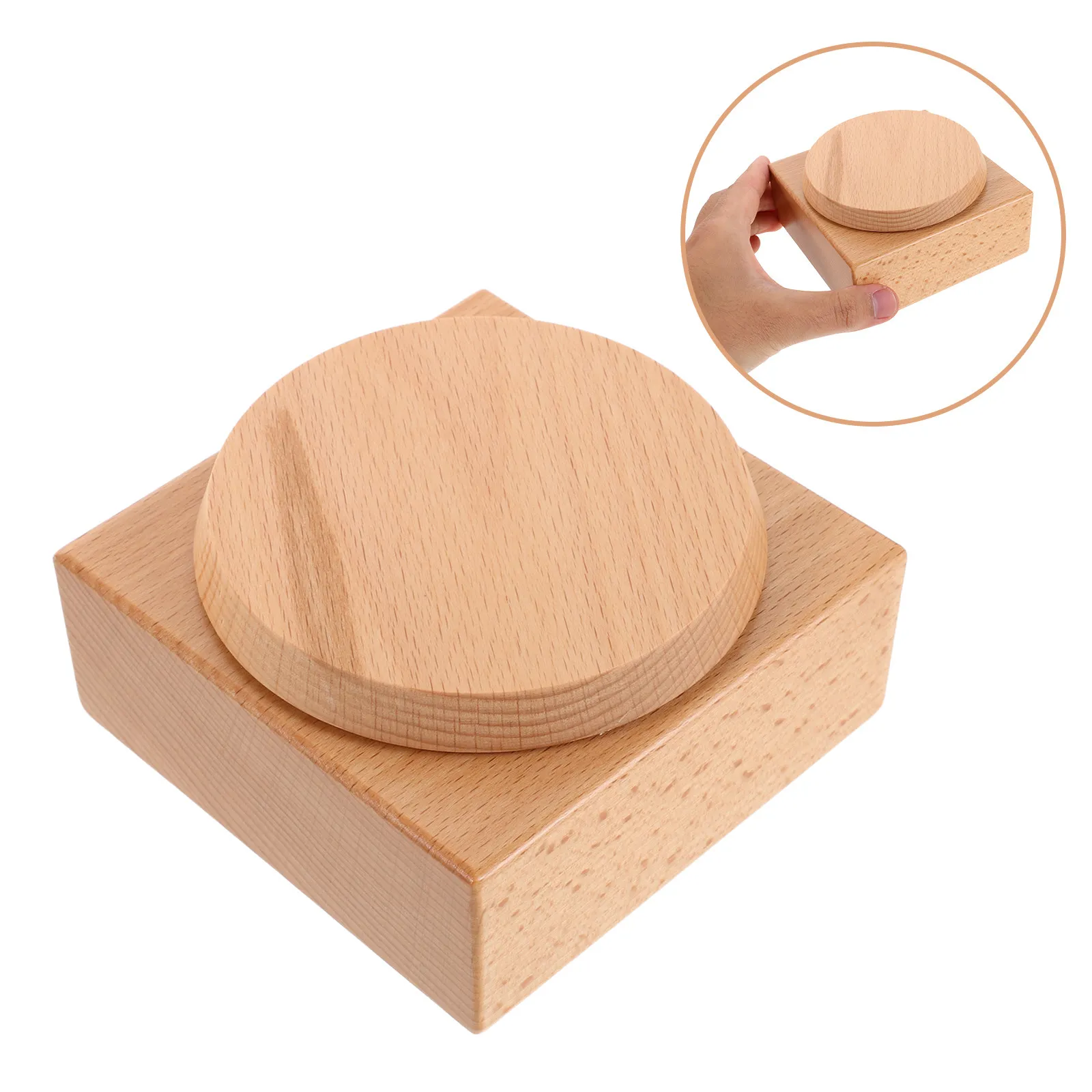 DIY Wind-Up Wooden Music Box Base Square Rotatable Platform for Crafting Handmade Music Box Projects Desktop Ornament