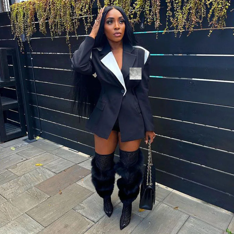 

M3206G Женский модный пиджак Элегантный пригородный стиль Осень-зима Цветовой европейско-американский дизайн