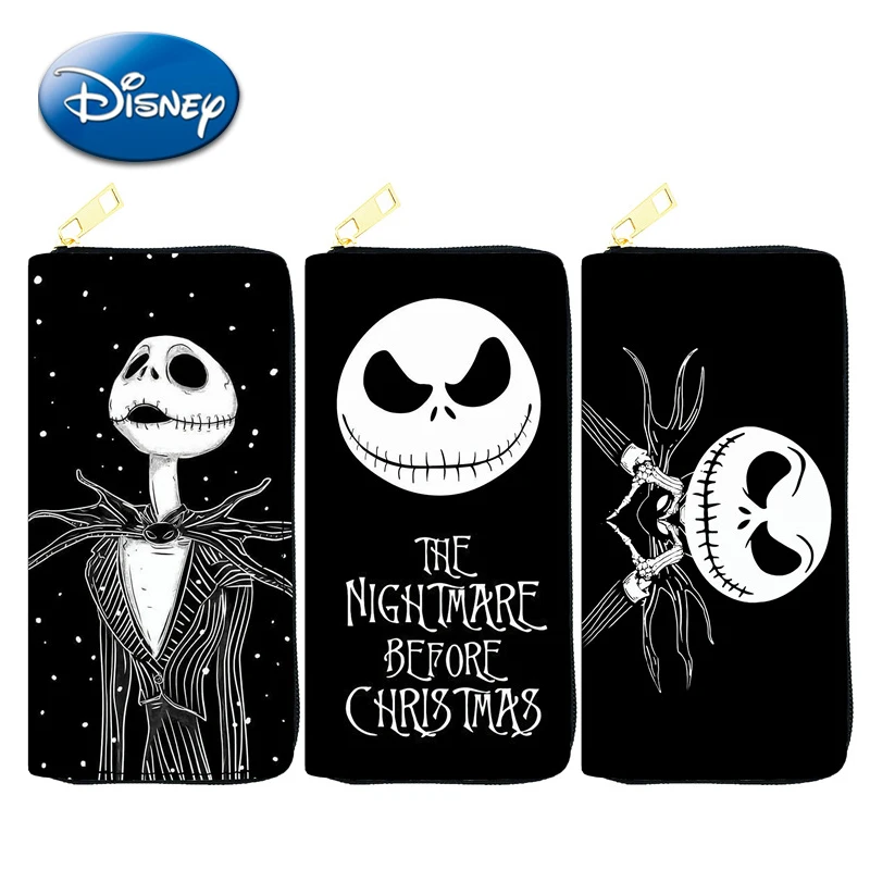 Disney Jack Skellington Wallet The Nightmare Before Christmas Movie Figures Zipper PU MultiFunction Money Bag Men Women Gifts