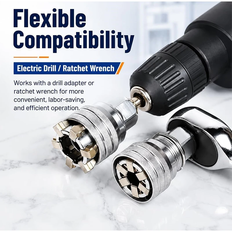 Socket Wrench Universal Adjustable Multi-function Hex Socket Adapter For Electric Drill & Ratchet Wrench Labor-saving For Repair