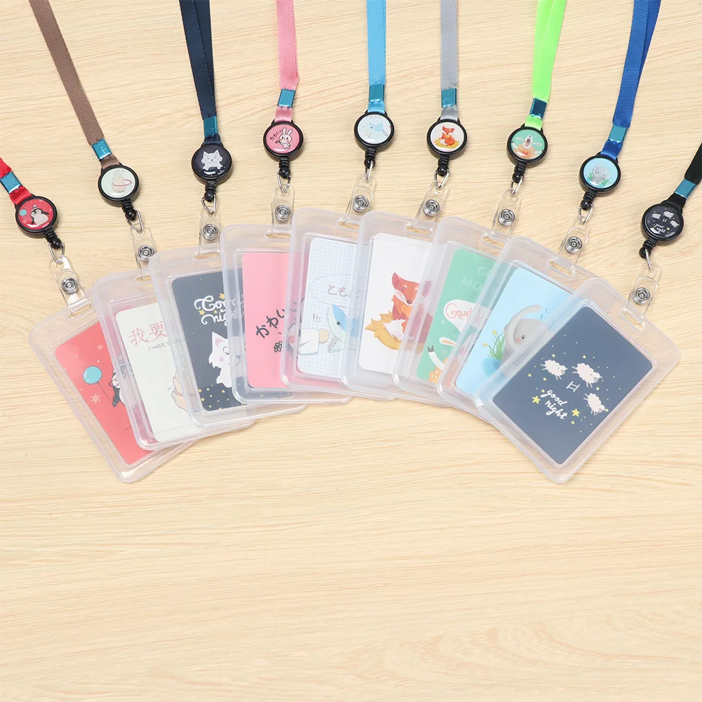 Multifunctional Cartoon Lovely ID Business Case Retractable Card Holder Bank Credit Card Name Badge Holder