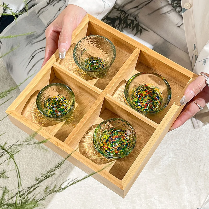 Japanese Handmade Sake Cup And Tea Cup Home Use Colored Glass Small Sake Cup White Liquor And Shochu Cup One-bite Cup