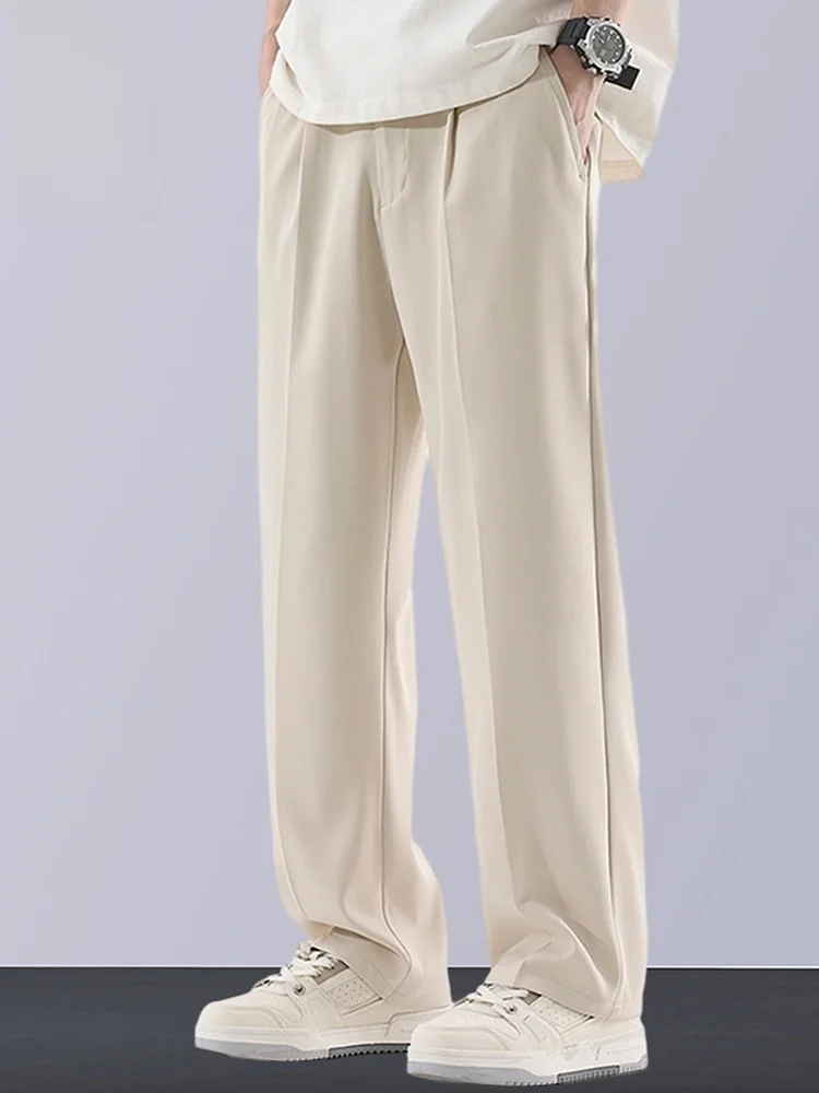 

Men's Straight Leg Casual Pants Summer Lightweight Draped Loose Fit Breathable Spor Long Trousers Casual Sle