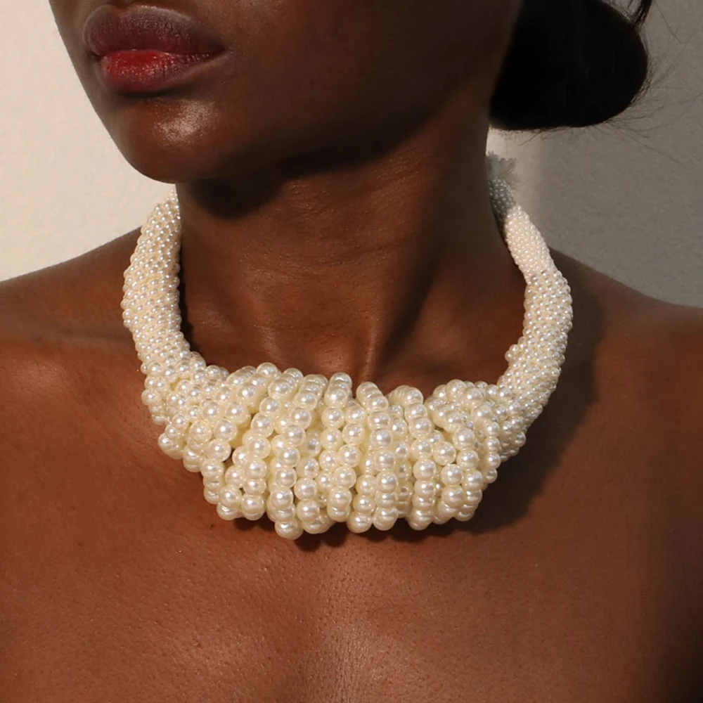 Mode Übertriebene Individuelle Perlen Halskette Frauen Mädchen Trendy Vintage Hochzeit Schmuck