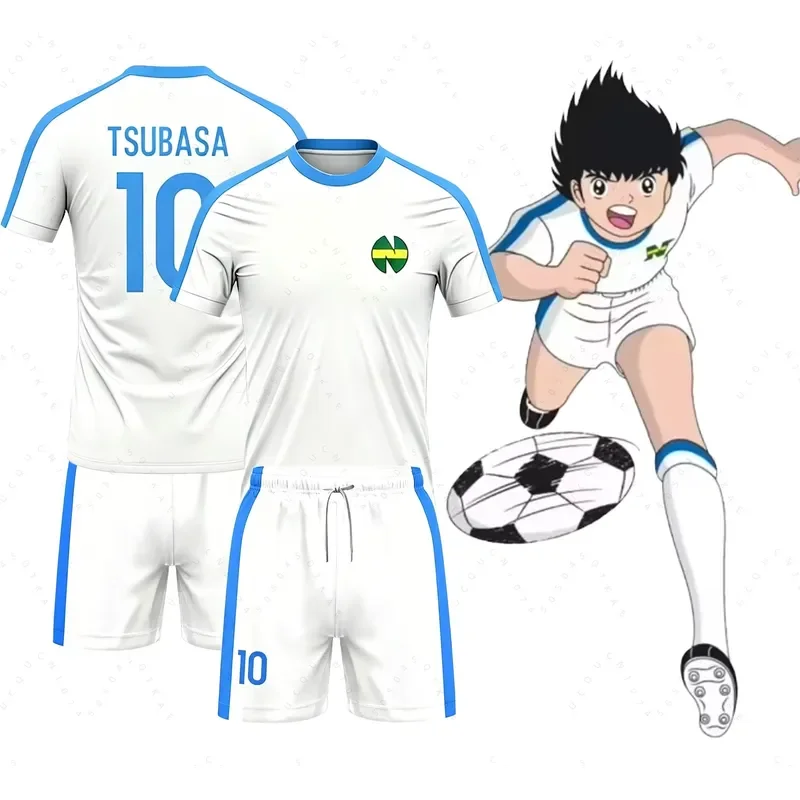 Piece Outfit Children Tracksuit Captain Tsubasa Football No.10 Print T Shirt Can Choose T-Shirts or Shorts Kids Adult Clothes