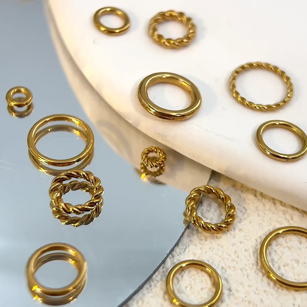 20pcs Stainless Steel Twist Rope Circle Close Jump Ring Connector Split Ring Thick for DIY Beaded Jewelry Making Accessories