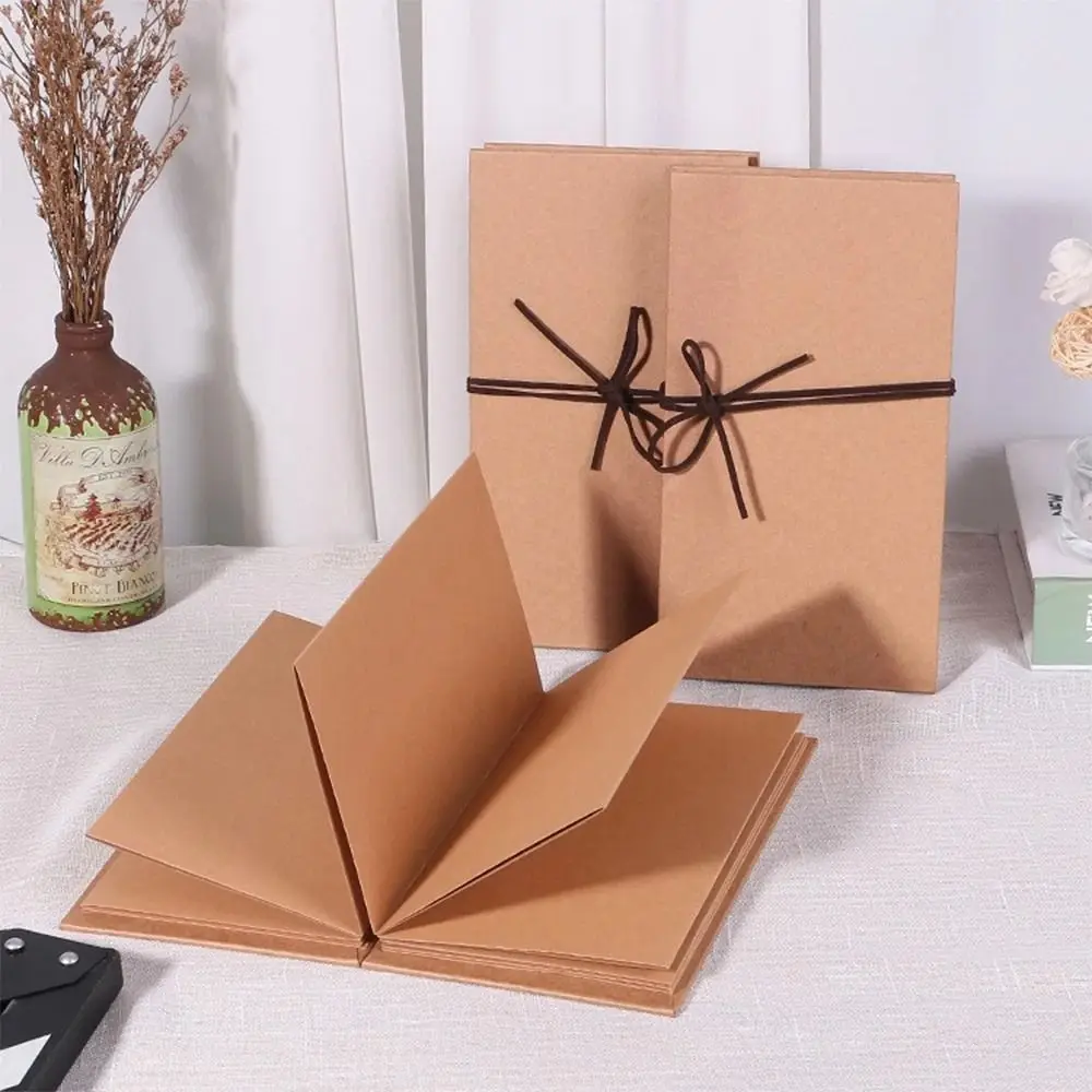 10 pages accordion folding diy small photo album This kraft paper growing souvenir book Creative Gift folding type