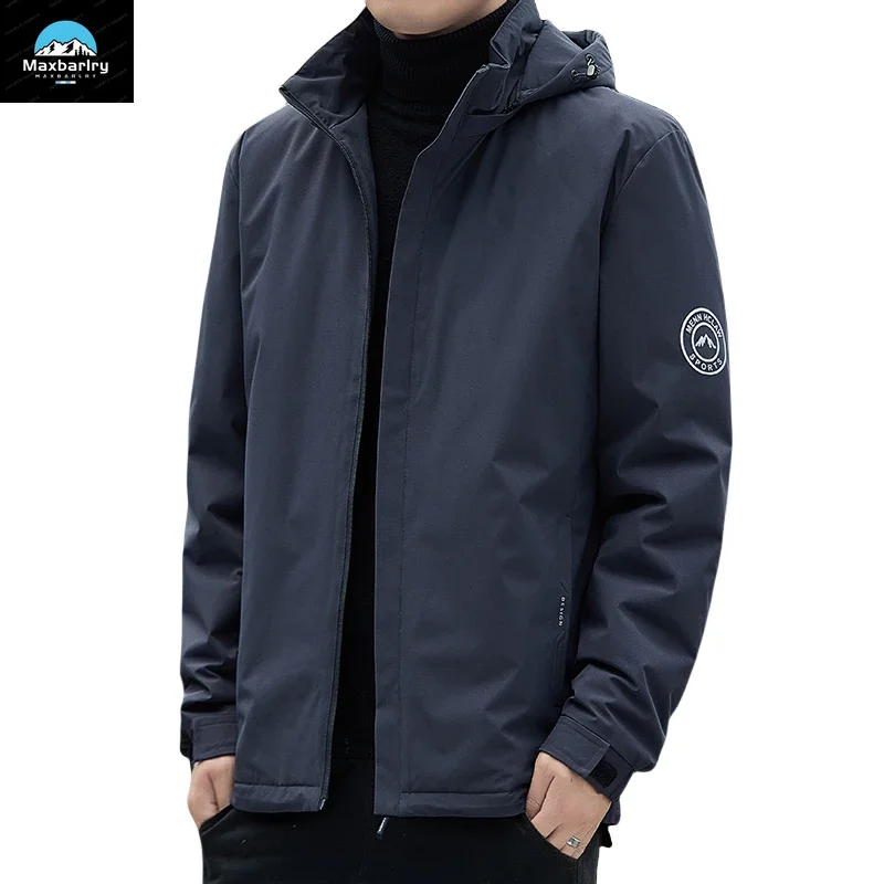 Men's Winter Down Jacket Warm Thickened Hooded Detachable Business Casual Jacket Upholstered White Duck Down Men's Coat