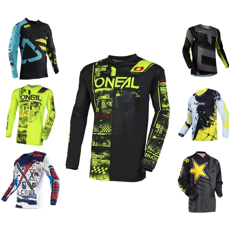 Graphic Printed Long Sleeve Motocross Shirt MX Enduro Offroad Top MTB Downhill Dirt Bike ATV Motorcycle Racing Jersey