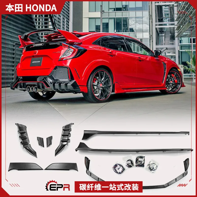 

Подходит для Honda Civic FK8 Type R модифицированной неограниченной модели Mugen, полный комплект небольших окружающих передних губ и боковых юбок с