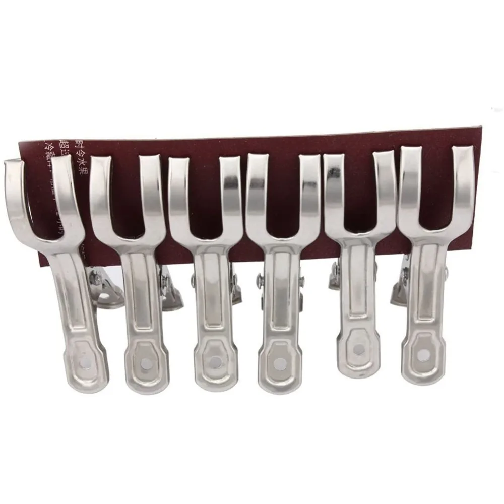 6Pcs Rustless Steel Clothes Clip Anti Slip Teeth Spring Loaded Structure Clothespin Solid Practical Garment Fastener