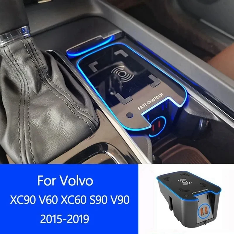 

Modified Wireless Charger Smart Phone Holde For Volvo XC90 S90 XC60 S60 2015-2020 Induction Wireless Fast Charging