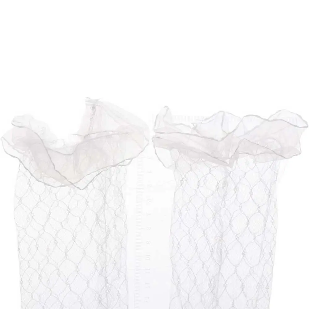 

Stretchy Elegant Girls Flexible Accessories Women Mesh Ruffle Lace Bow Gloves Bridal Mittens White Gloves