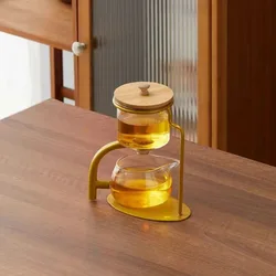 BOZZH-Automatic Glass Teapot Set, Magnetic Diversion, Rotating, Lazy Kungfu, Drinking, Dropshipping, 1 Set
