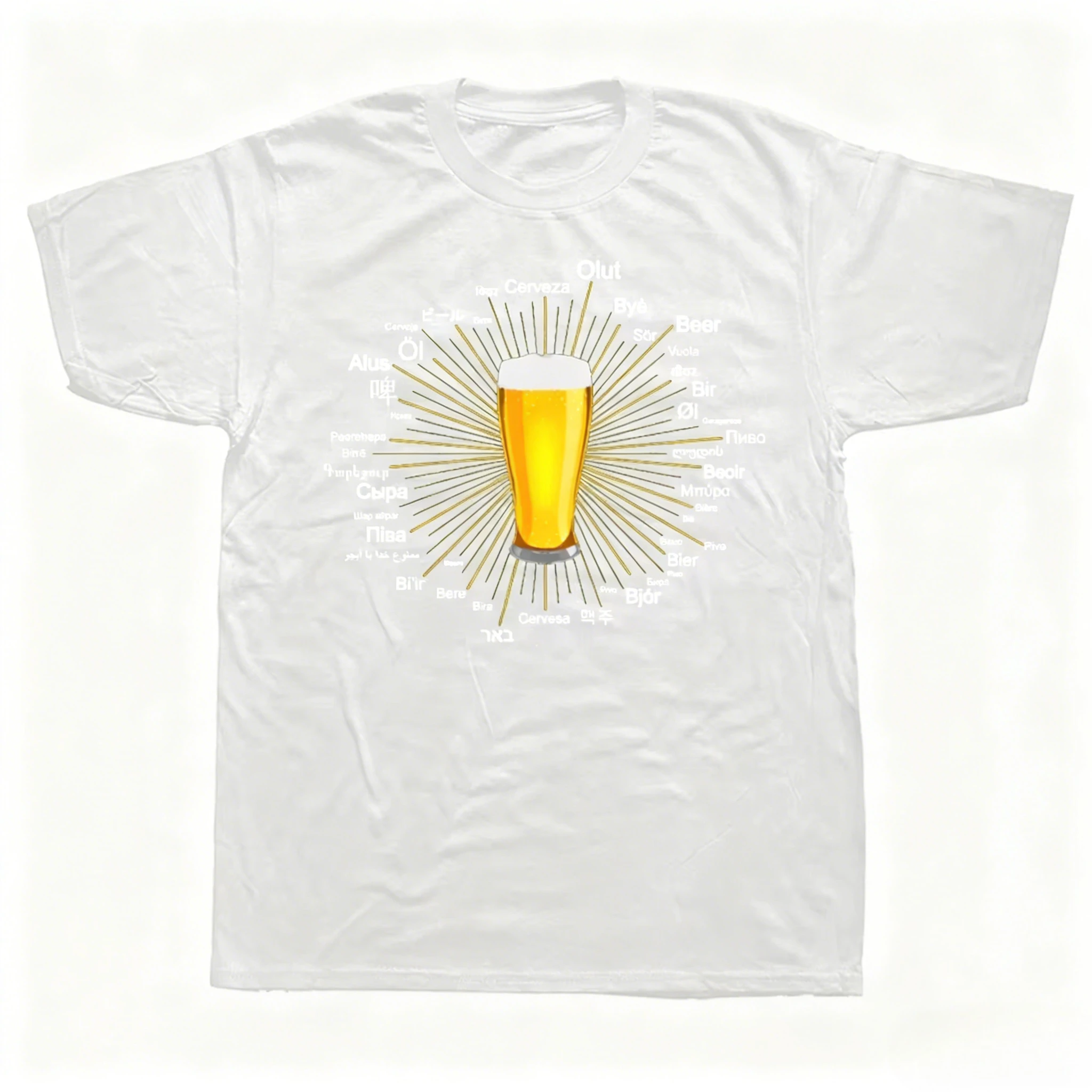 Funny Word Beer in 45 Different Languages I Love Alcoholic Drink T Shirts Streetwear Short Sleeve Birthday Gifts Summer T-shirt