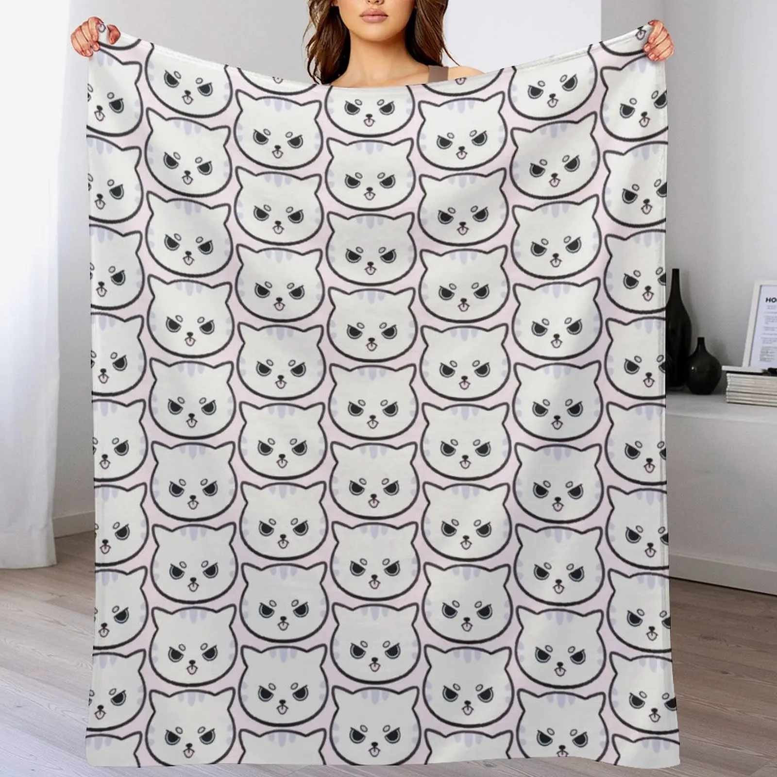 Grumpy Monday Kitty Nikury Throw Blanket Soft Comfort Blanket for Reading Watching TV