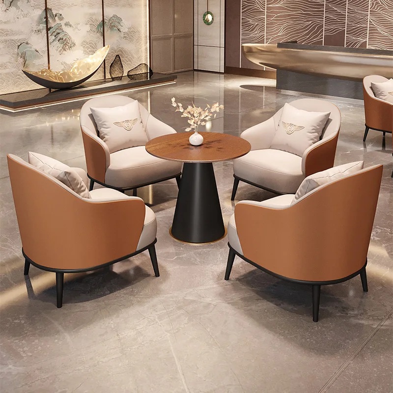 

Light luxury leisure hotel lobby reception desk and chair office, business negotiation, high-end single sofa combination muebles