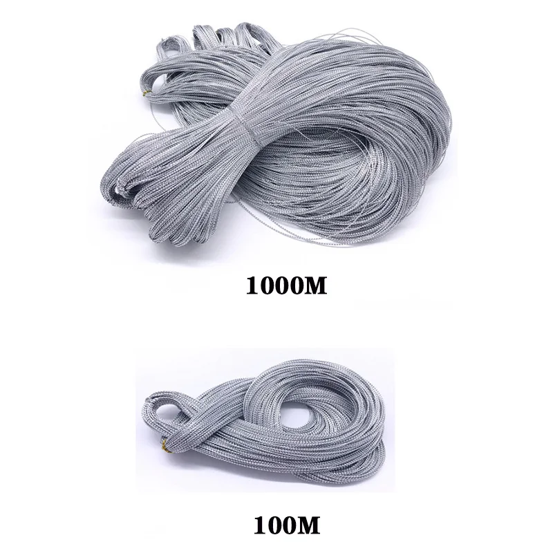 50/100M Gold Thread Hanging Tag Rope 8-Strand Round Coreless Elastic Free Hollow Packaging Rope 1mm/2mm Christmas Hanging Rope