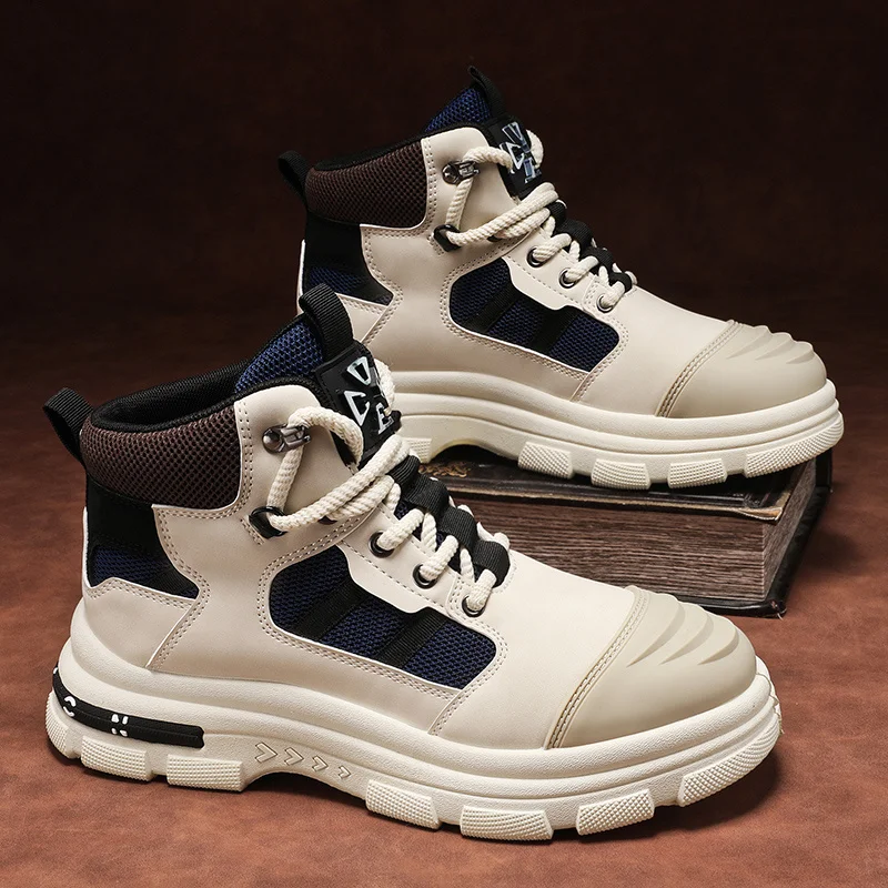 

Модные мужские ботинки на платформе, уличная уличная одежда, байкерские ботинки, мужские удобные нескользящие кожаные ботильоны для мужчин bota masculina