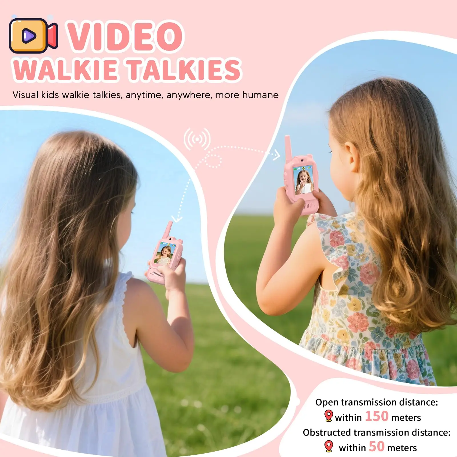 Children's Video Walkie Talkie 2-inch HD Screen Birthday Gift for Kids Ages 3-12 Fun Intercom for Indoor Play Camping and Hiking